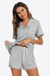 Contrast Piping Button Front Top and Shorts Lounge Set - Minihomy