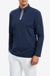 Contrast Long Sleeve Zip Polo Shirt - Minihomy