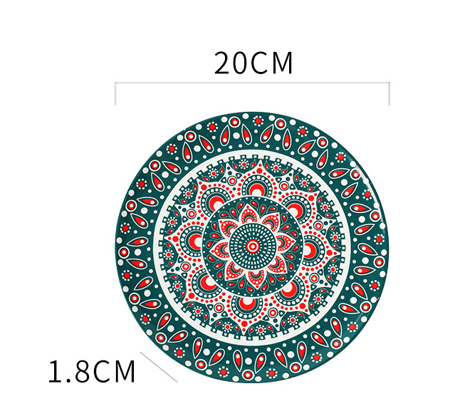 Ceramic Bohemian Tableware Platter Moroccan Pattern Ethnic Flat Plate