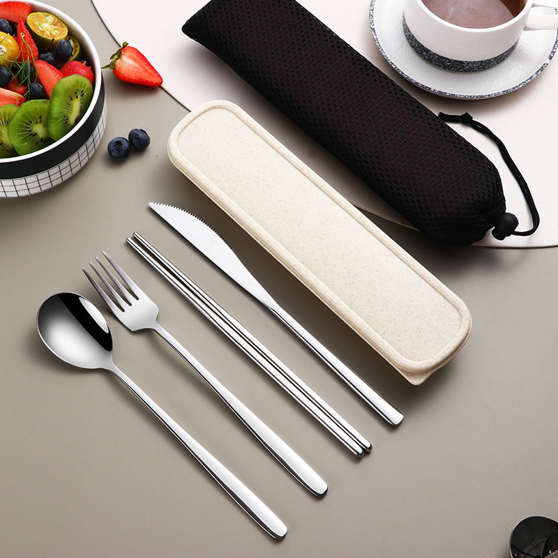 304 Dinnerware Set Flatware Kitchen Accessories Camping Travel Sets Gold Knife Fork Spoon Portable Cutlery Sets With Case