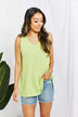 Blumin Apparel Chance of Sun Full Size Ribbed V-Neck Tank in Green - Minihomy