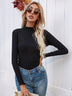 Frill Trim Rib-Knit Sweater