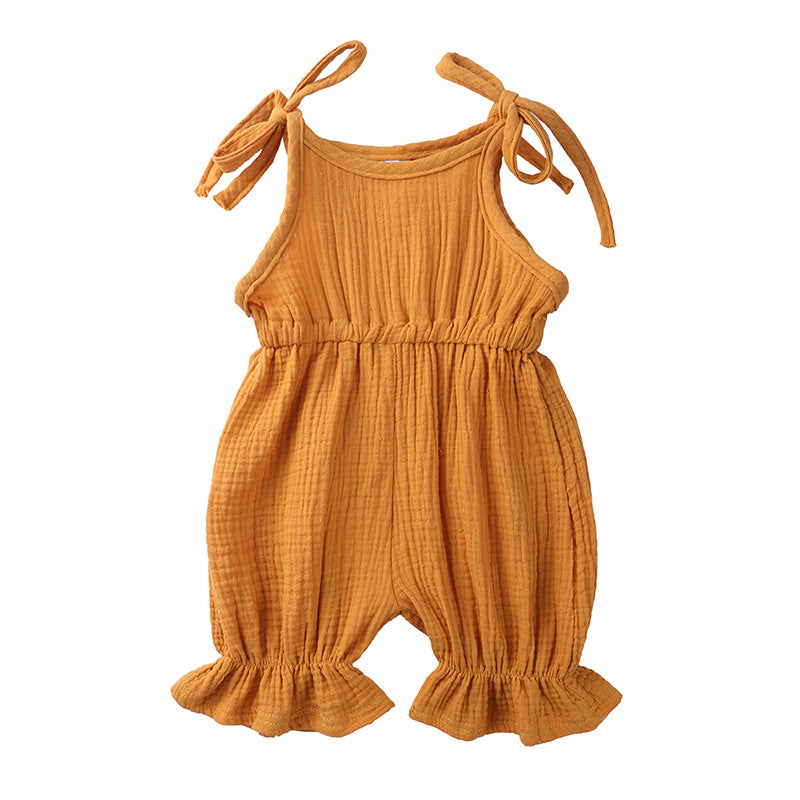 Newborn Toddler Baby Girls Sleeveless Solid Romper Jumpsuit Outfit