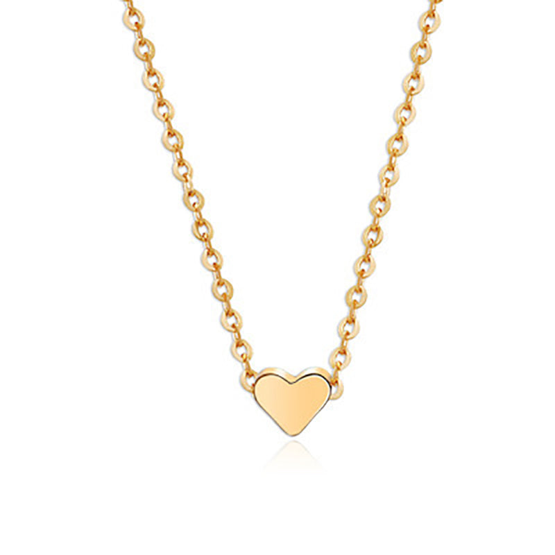 Simple Fashion Gold Color Double-sided Love Pendant Necklaces Clavicle Chains Necklace Women Jewelry Gift