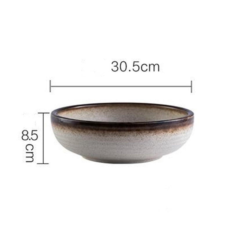 1PC Japanese Style Ceramic Thickened Large Shallow Soup