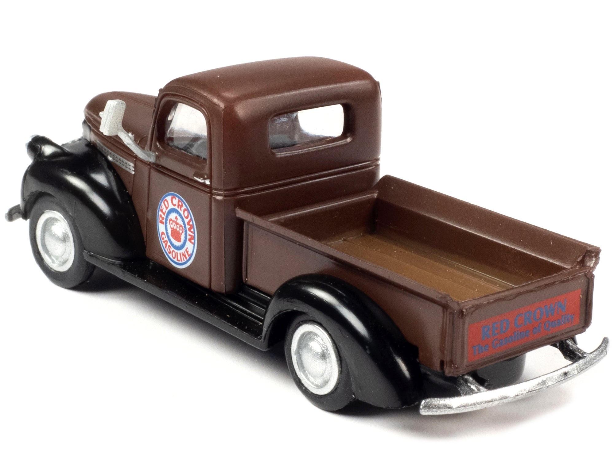 1941-1946 Chevrolet Pickup Truck Brown and Black "Red Crown Gasoline" 1/87 (HO) Scale Model by Classic Metal Works - Minihomy