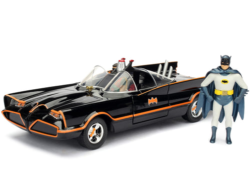 Model Kit Classic Batmobile Black with Batman Diecast Figure 