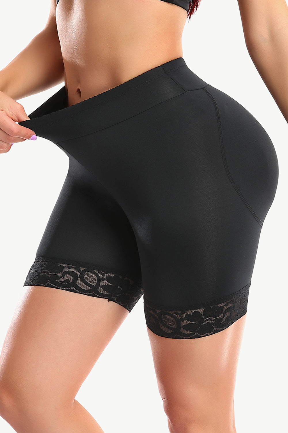 Full Size Lace Trim Lifting Pull-On Shaping Shorts - Minihomy