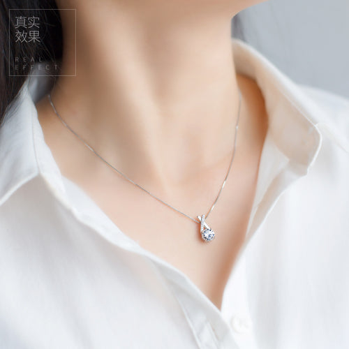 S925 Silver Pendant South Korea Sweet Short Chain Cross Diamond Necklace