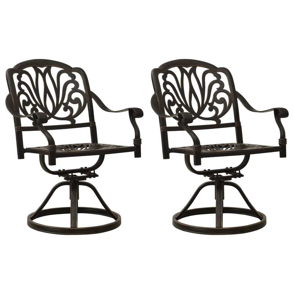 vidaXL Swivel Patio Chairs 2 pcs Cast Aluminum Bronze