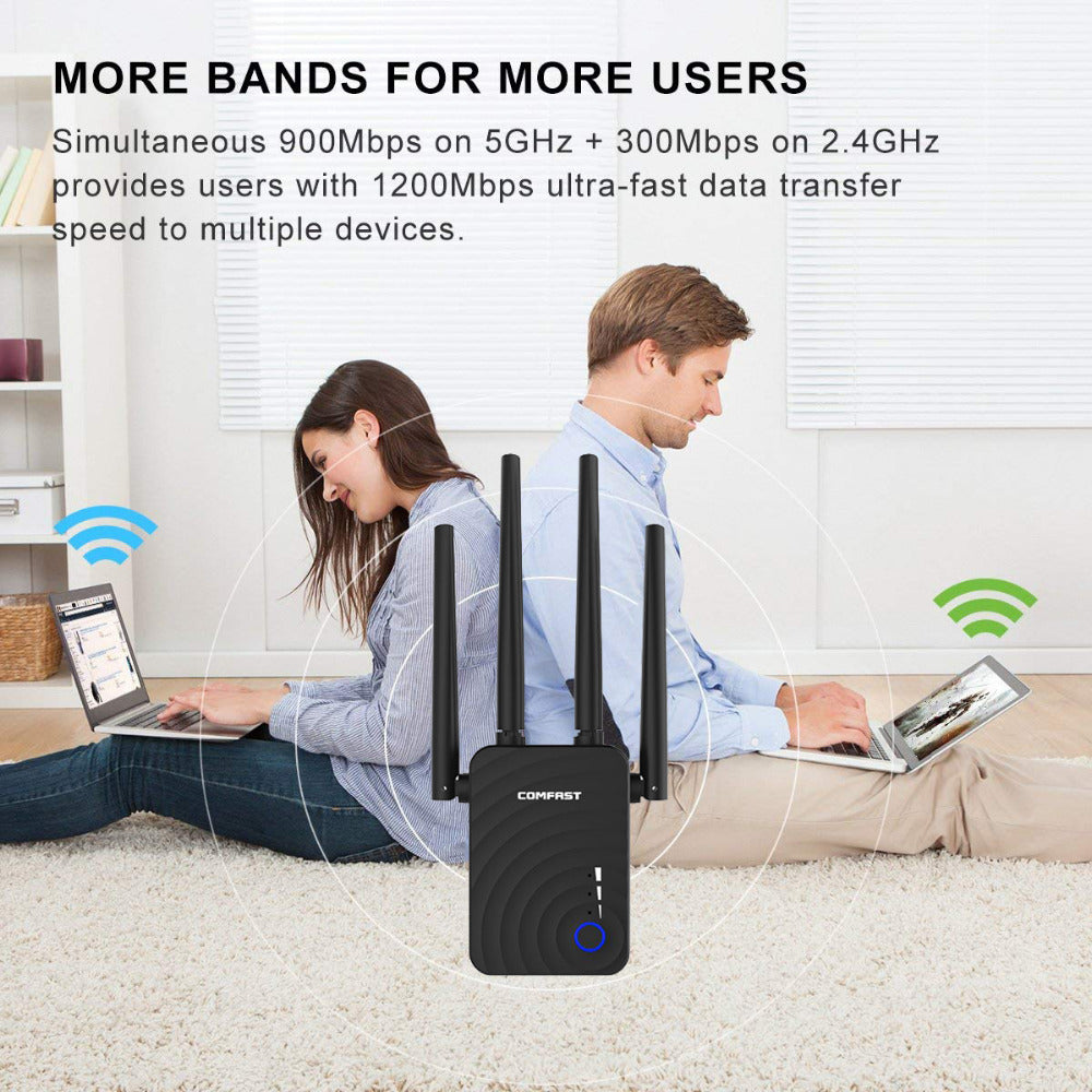 Dual-band 1200-megabit wireless relay router - Minihomy