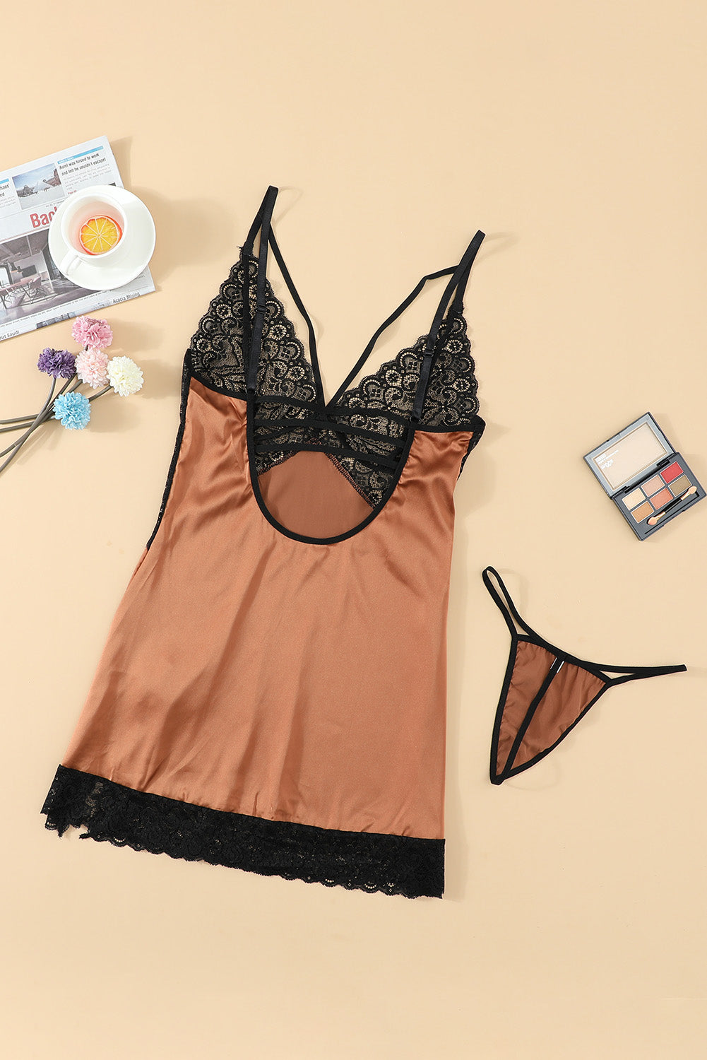 Lace Spice Satin Babydoll with Slit - Minihomy