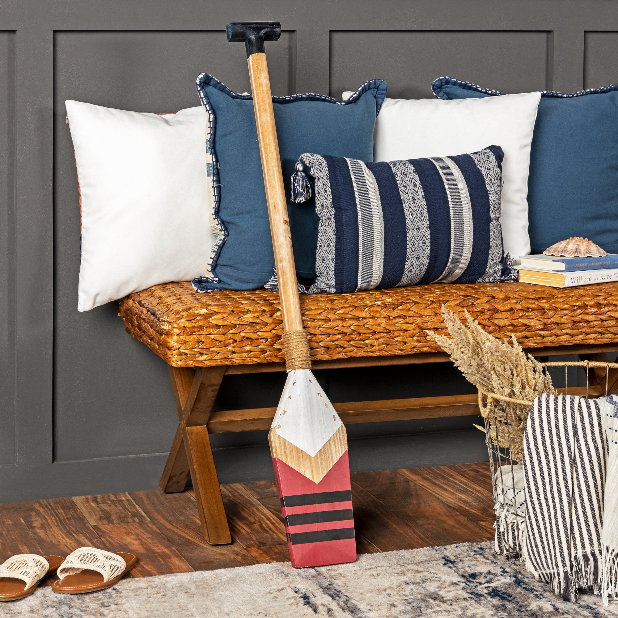 Distressed Coastal Wood Oar Wall Decor - Minihomy