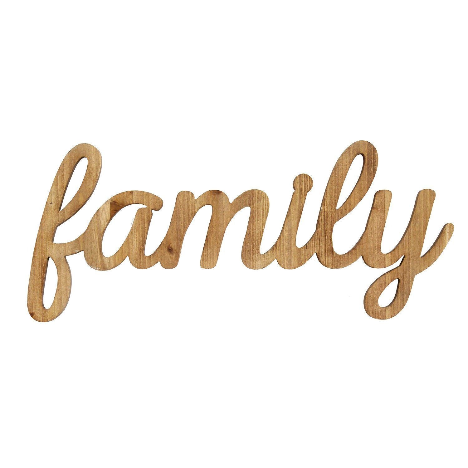 Family Life Natural Wood Script Wall Decor - Minihomy