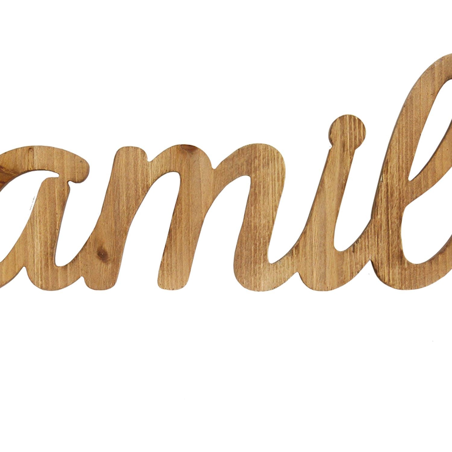 Family Life Natural Wood Script Wall Decor - Minihomy