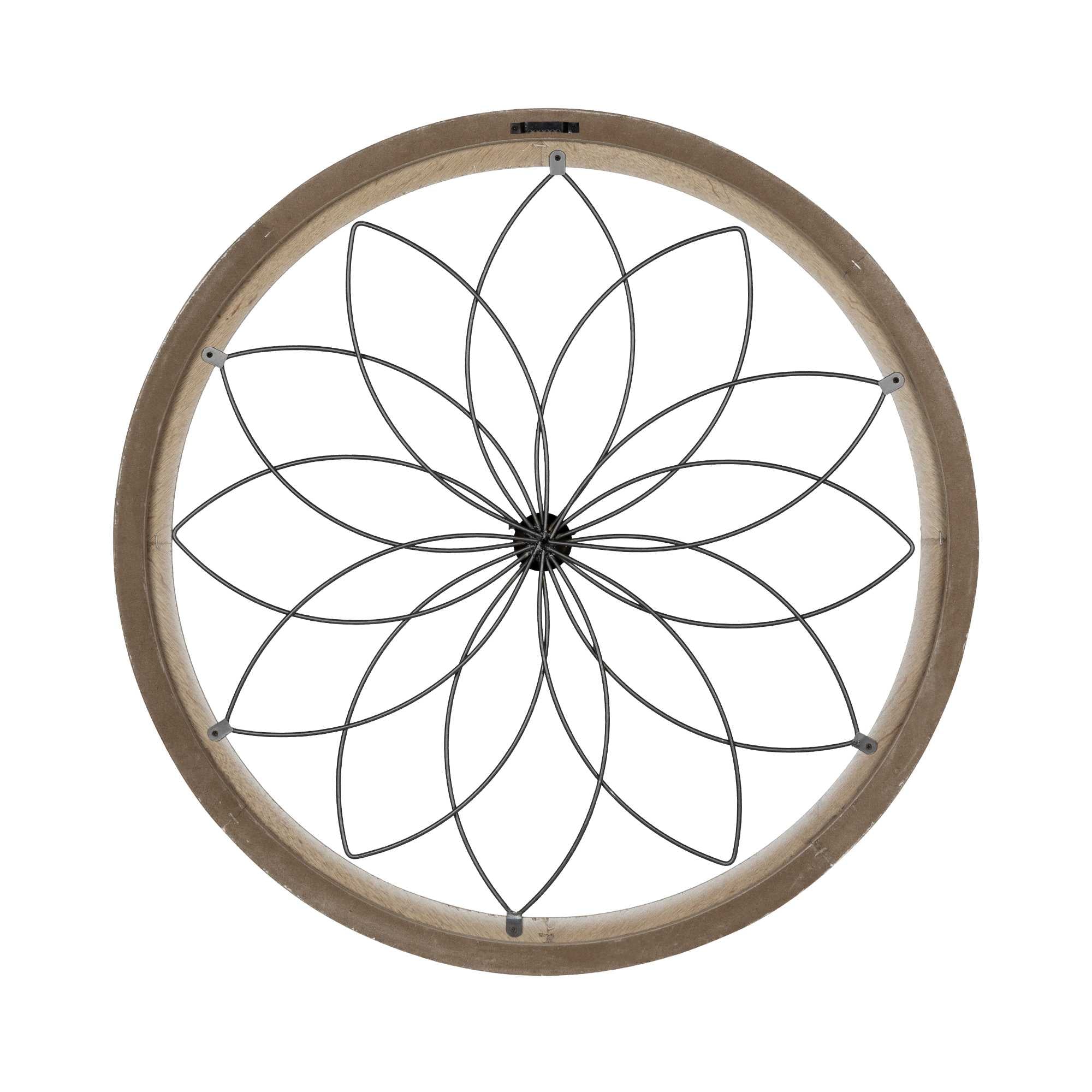 Distressed Chic Flower Metal And Wood Wall Decor - Minihomy