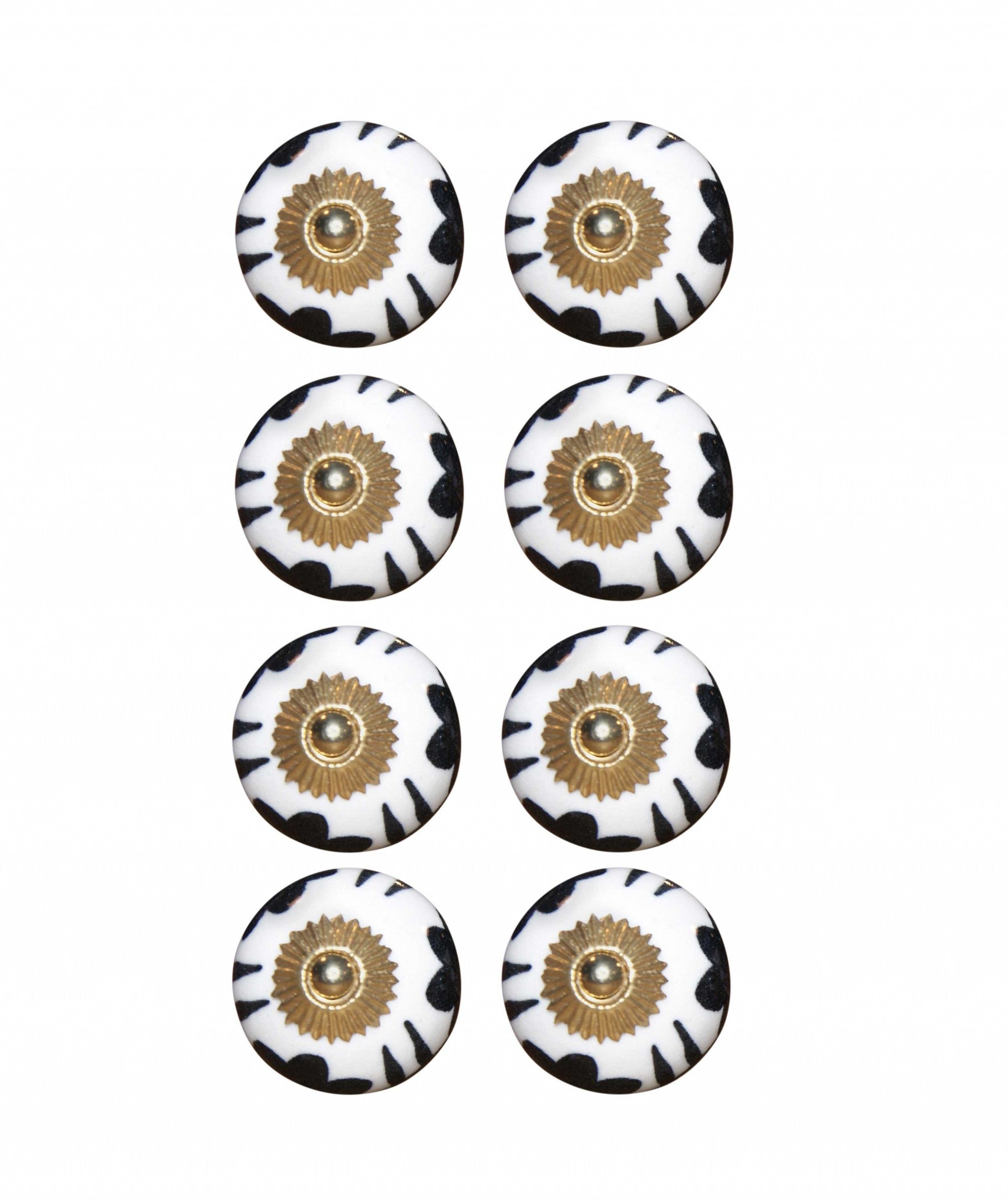 1.5" X 1.5" X 1.5" Black White And Gold  Knobs 8 Pack - Minihomy