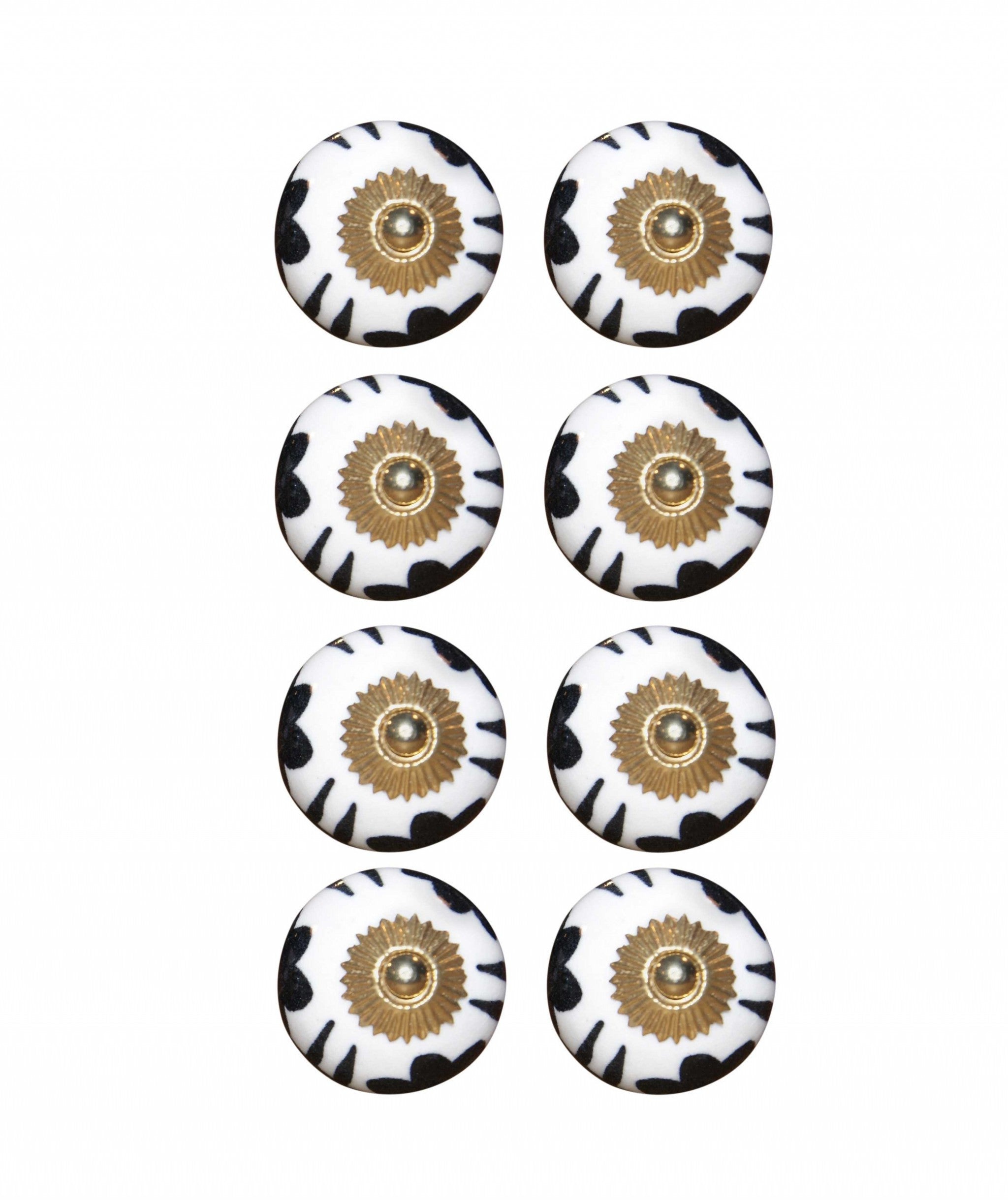 1.5" X 1.5" X 1.5" Black White And Gold  Knobs 8 Pack - Minihomy