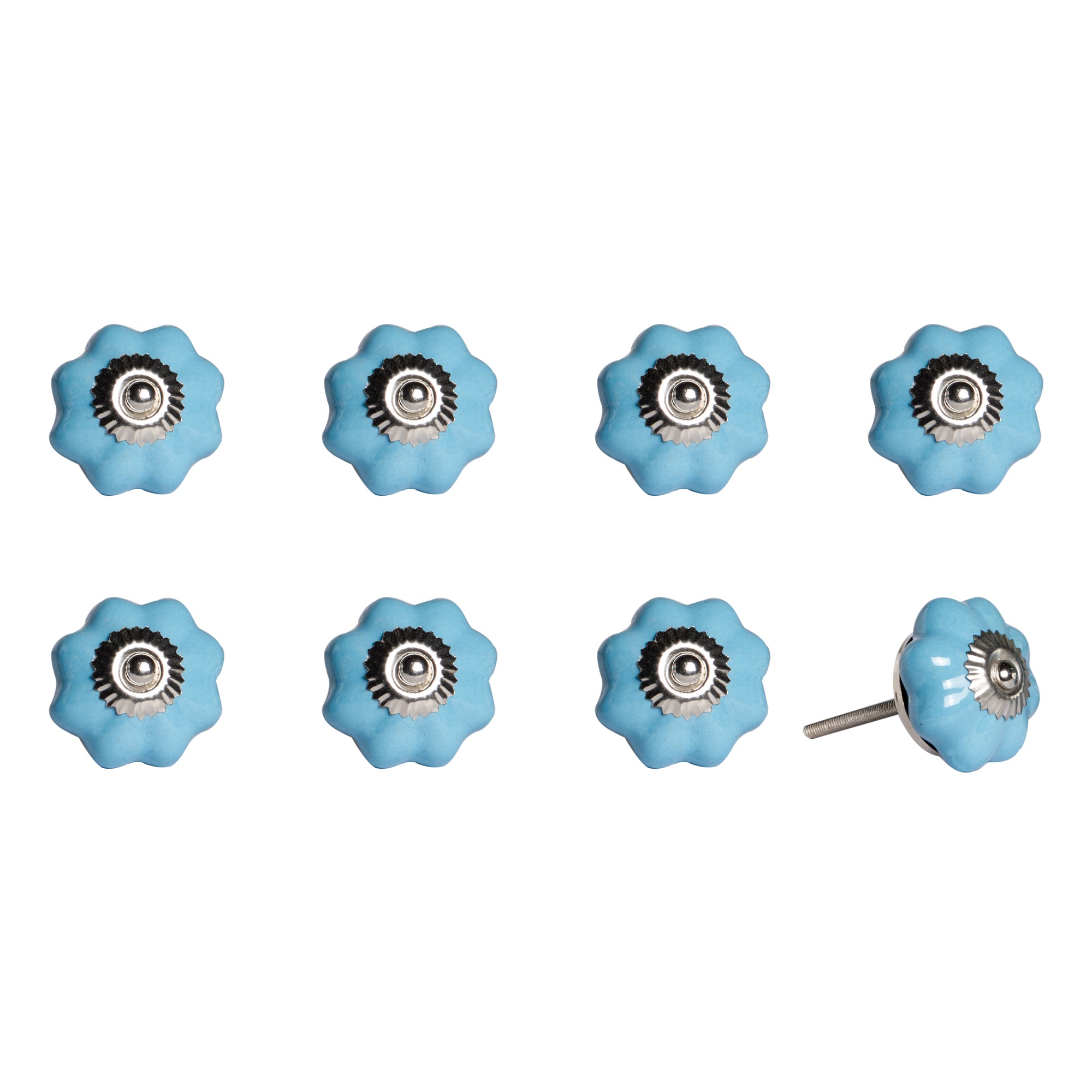 1.5" X 1.5" X 1.5" Glossy Navy And Silver  Knobs 8 Pack - Minihomy