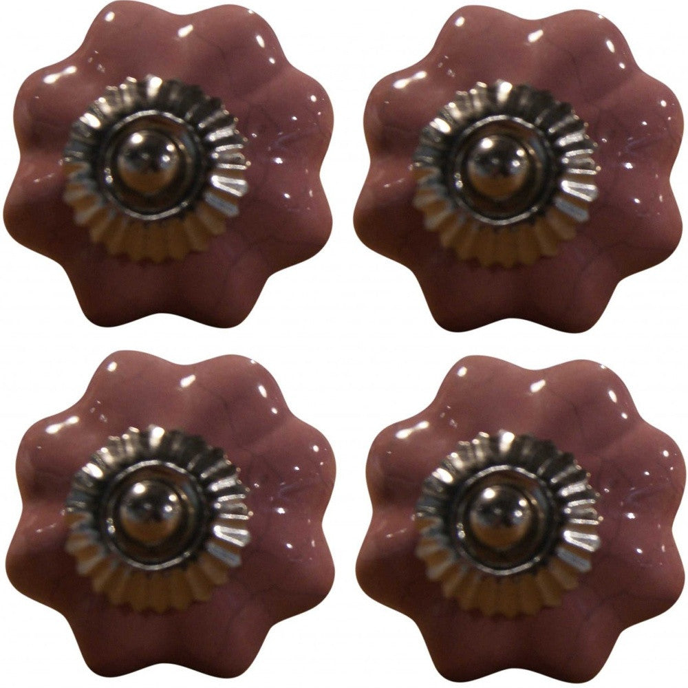 1.5" X 1.5" X 1.5" Glossy Pink Silver And Red  Knobs 8 Pack - Minihomy