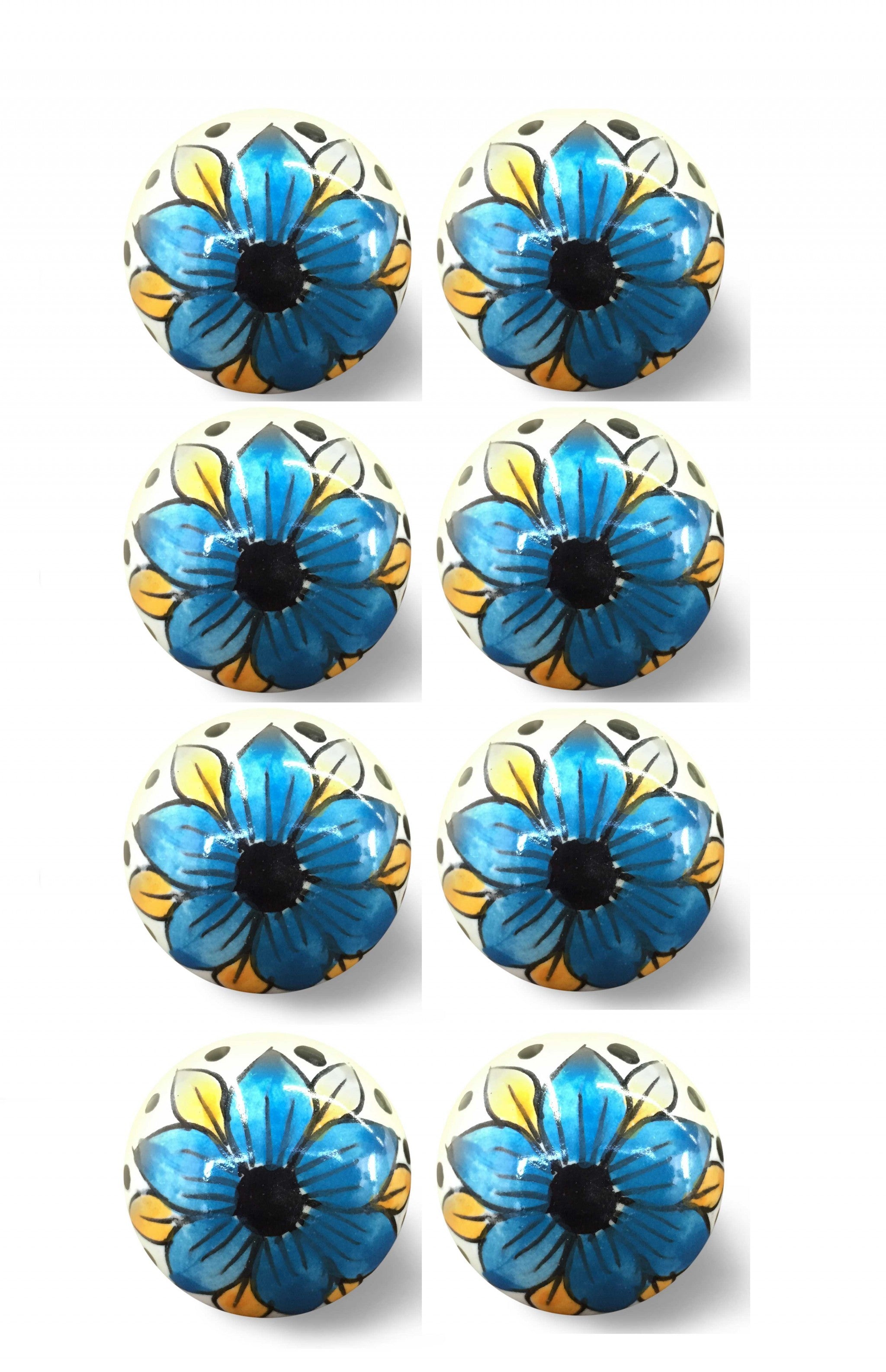 1.5" X 1.5" X 1.5" Blue Black And Yellow  Knobs 8 Pack - Minihomy