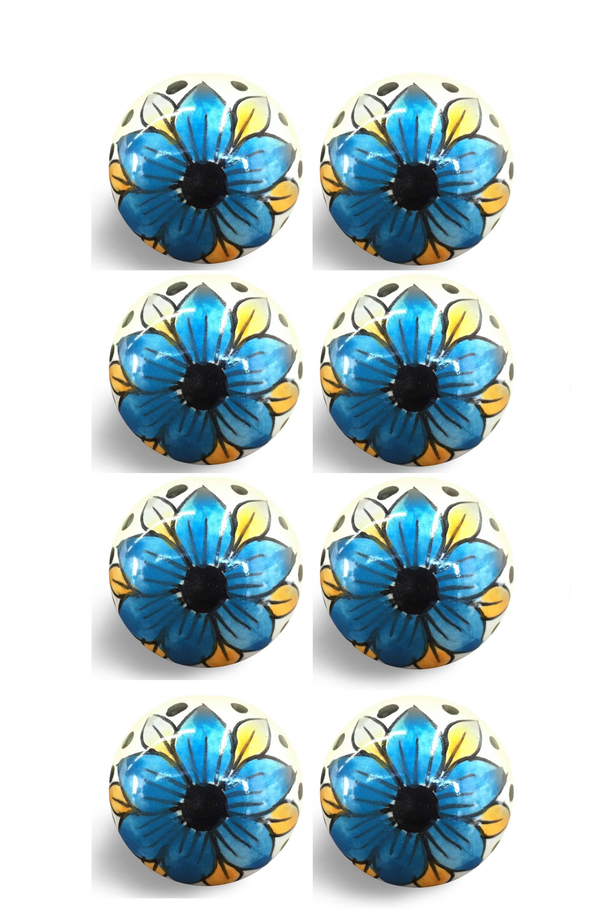 1.5" X 1.5" X 1.5" Blue Black And Yellow  Knobs 8 Pack - Minihomy