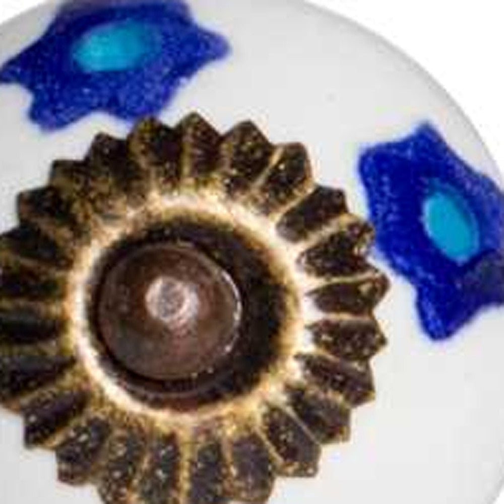 1.5" X 1.5" X 1.5" White Blue And Turquoise  Knobs 12 Pack - Minihomy