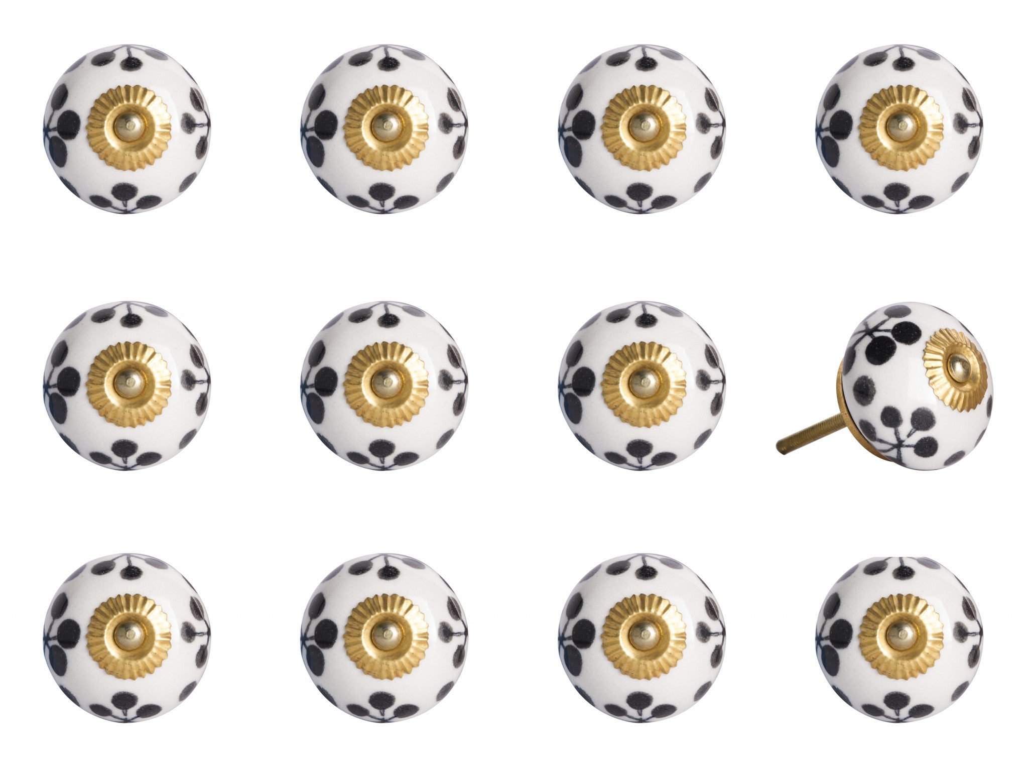 1.5" X 1.5" X 1.5" White Black And Yellow  Knobs 12 Pack - Minihomy