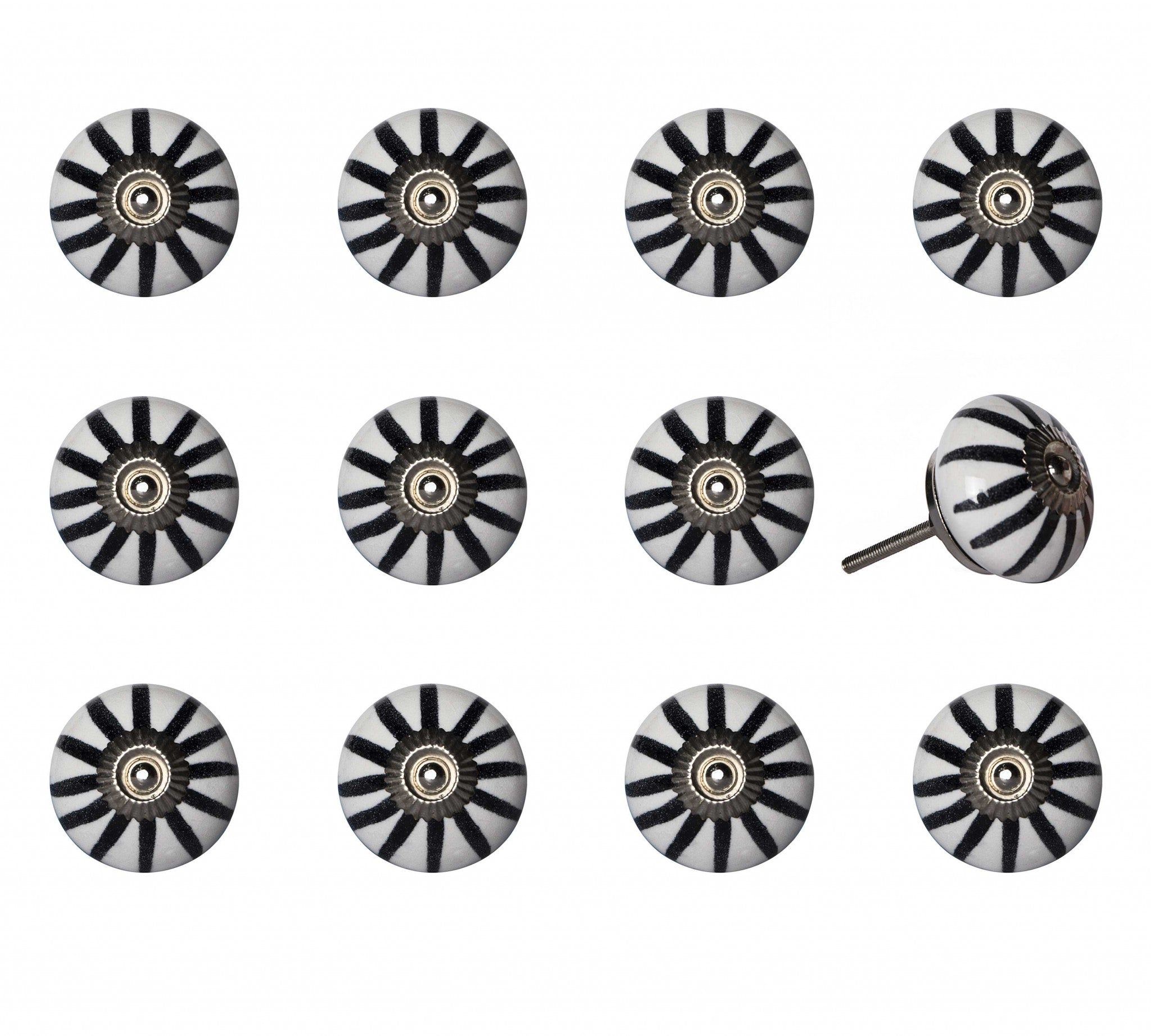 1.5" X 1.5" X 1.5" White Black And Silver  Knobs 12 Pack - Minihomy