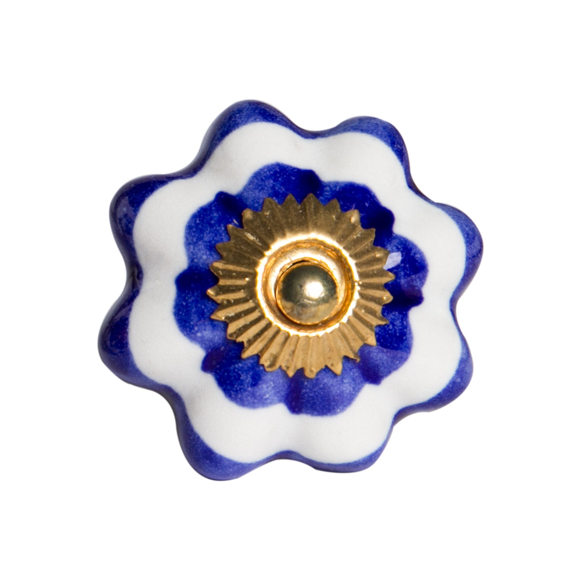 1.5" X 1.5" X 1.5" White Blue And Gold  Knobs 12 Pack - Minihomy