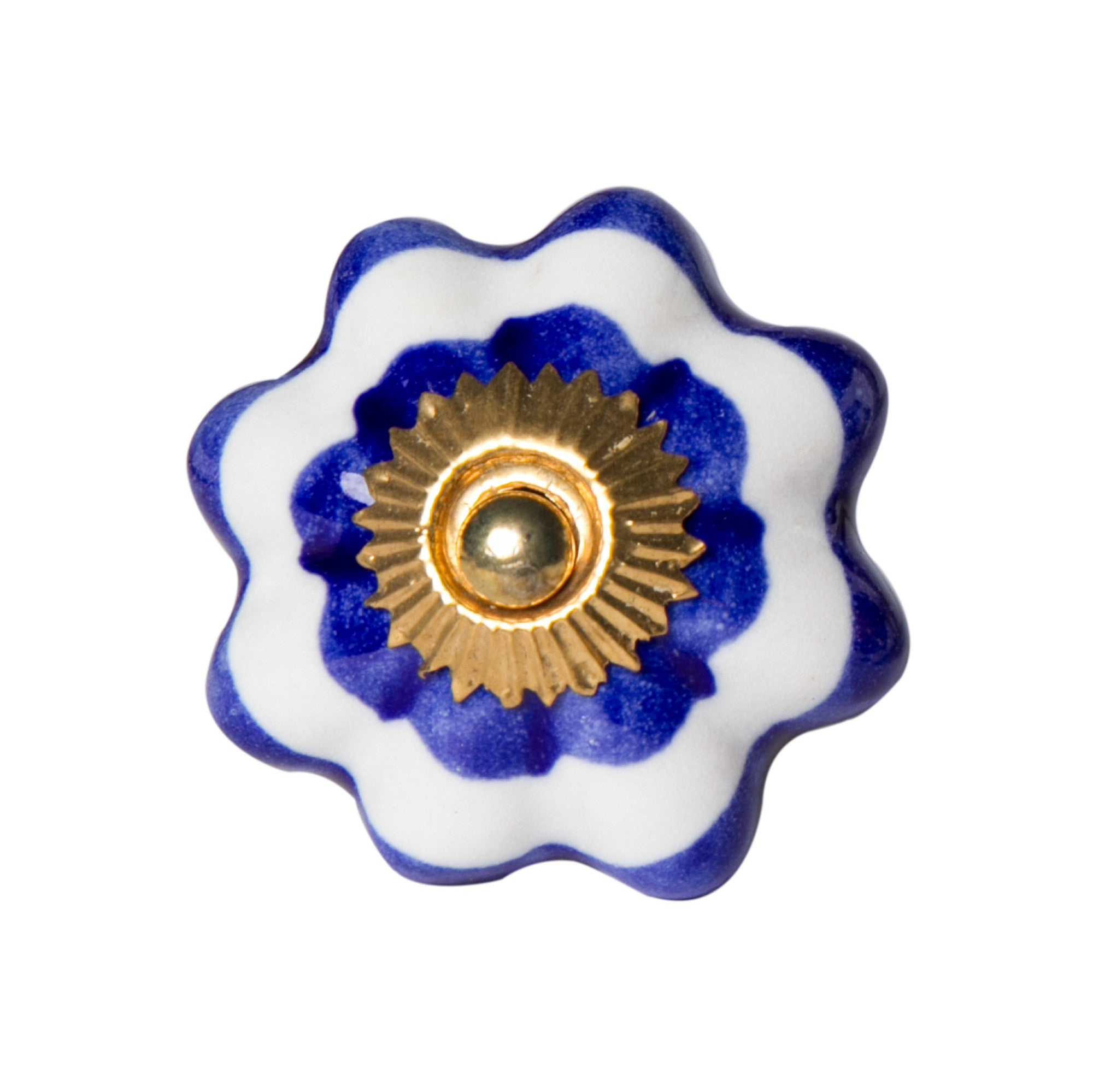 1.5" X 1.5" X 1.5" White Blue And Gold  Knobs 12 Pack - Minihomy