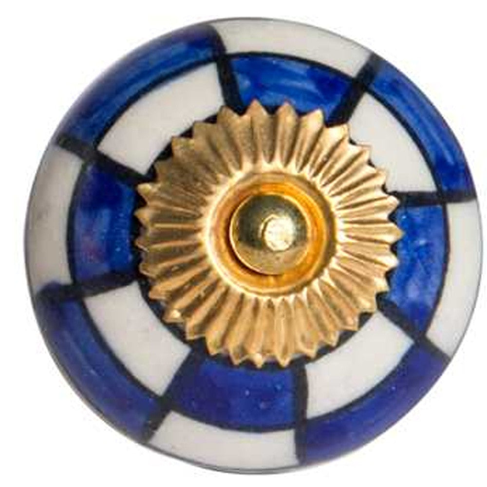 1.5" X 1.5" X 1.5" White Blue And Gold  Knobs 12 Pack - Minihomy