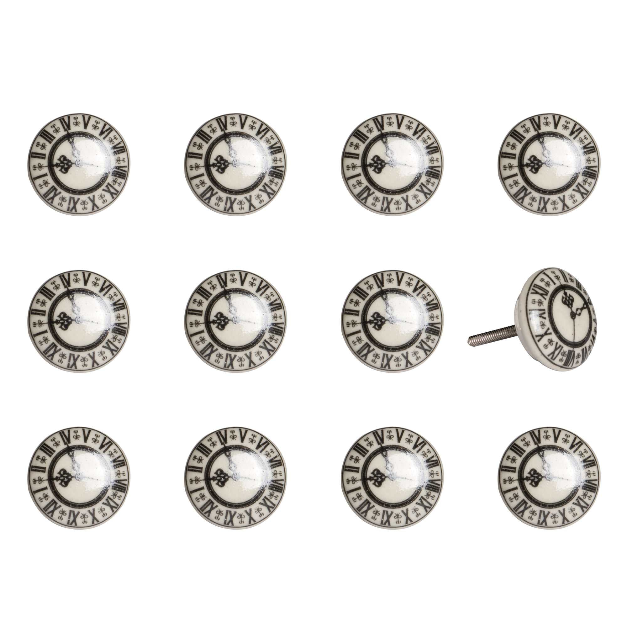 1.5" X 1.5" X 1.5" Cream Black And Gray  Knobs 12 Pack - Minihomy