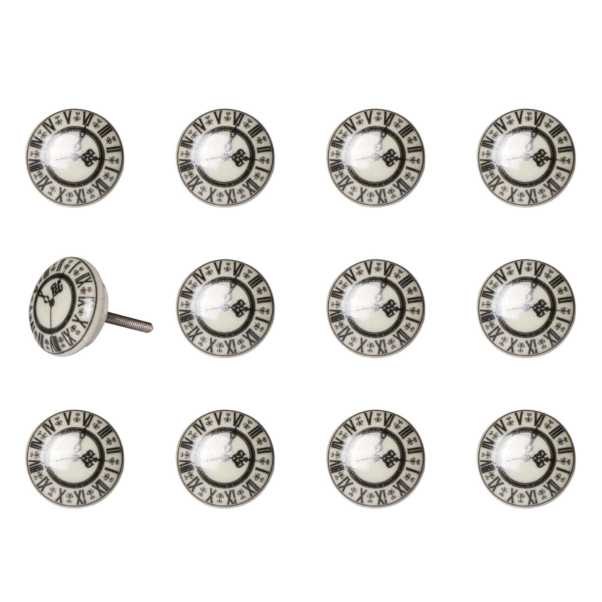 1.5" X 1.5" X 1.5" Cream Black And Gray  Knobs 12 Pack - Minihomy