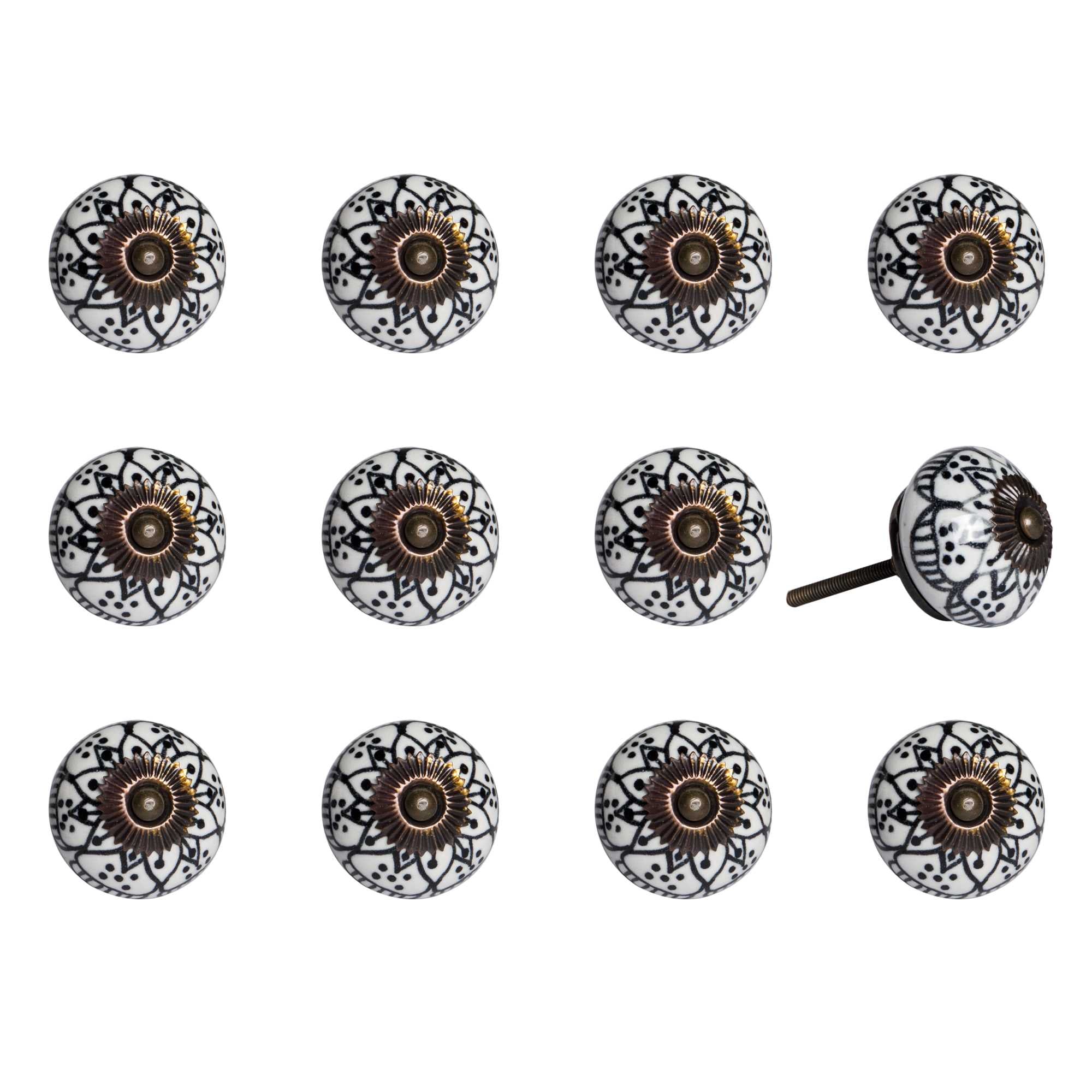 1.5" X 1.5" X 1.5" Black White Copper  Knobs 12 Pack - Minihomy