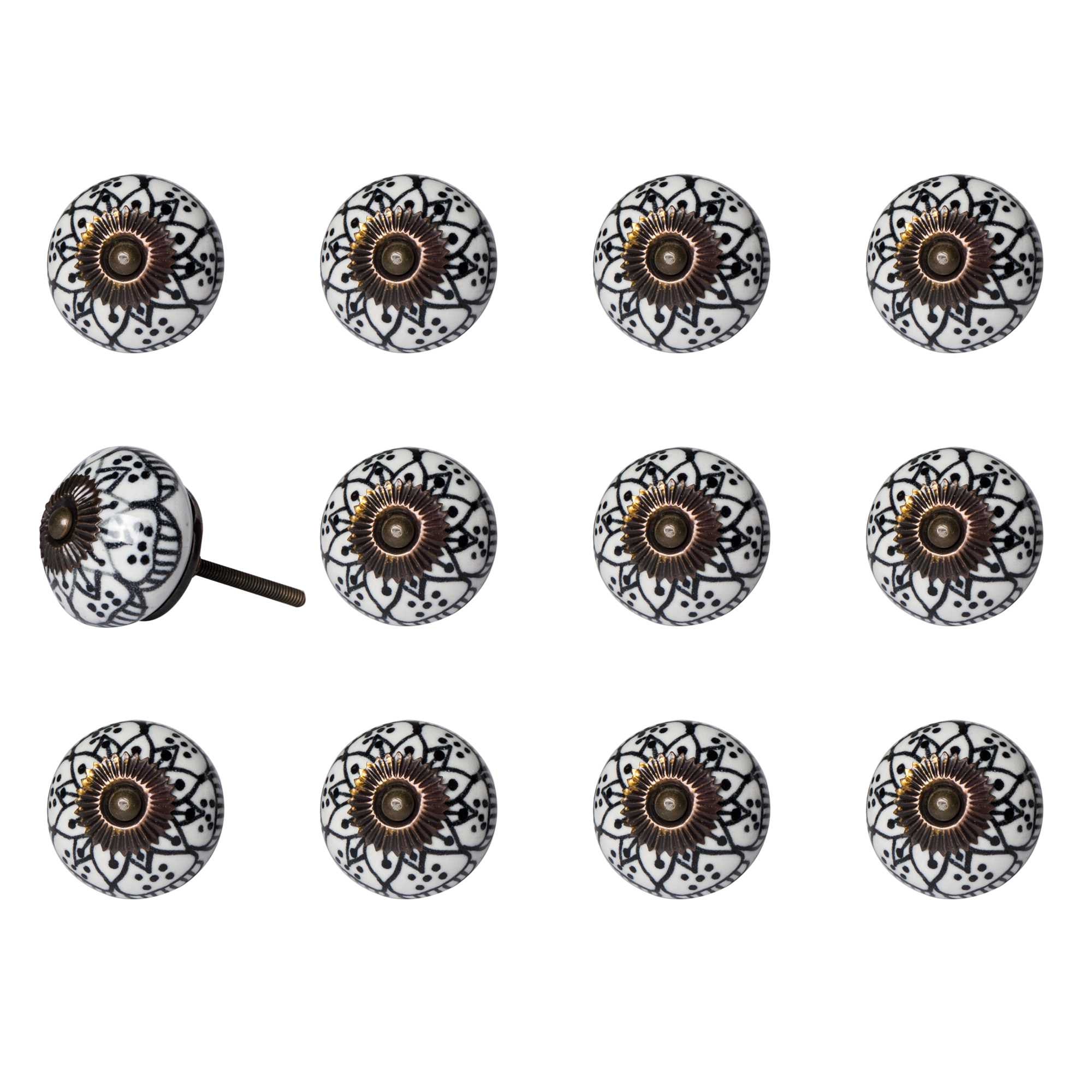 1.5" X 1.5" X 1.5" Black White Copper  Knobs 12 Pack - Minihomy