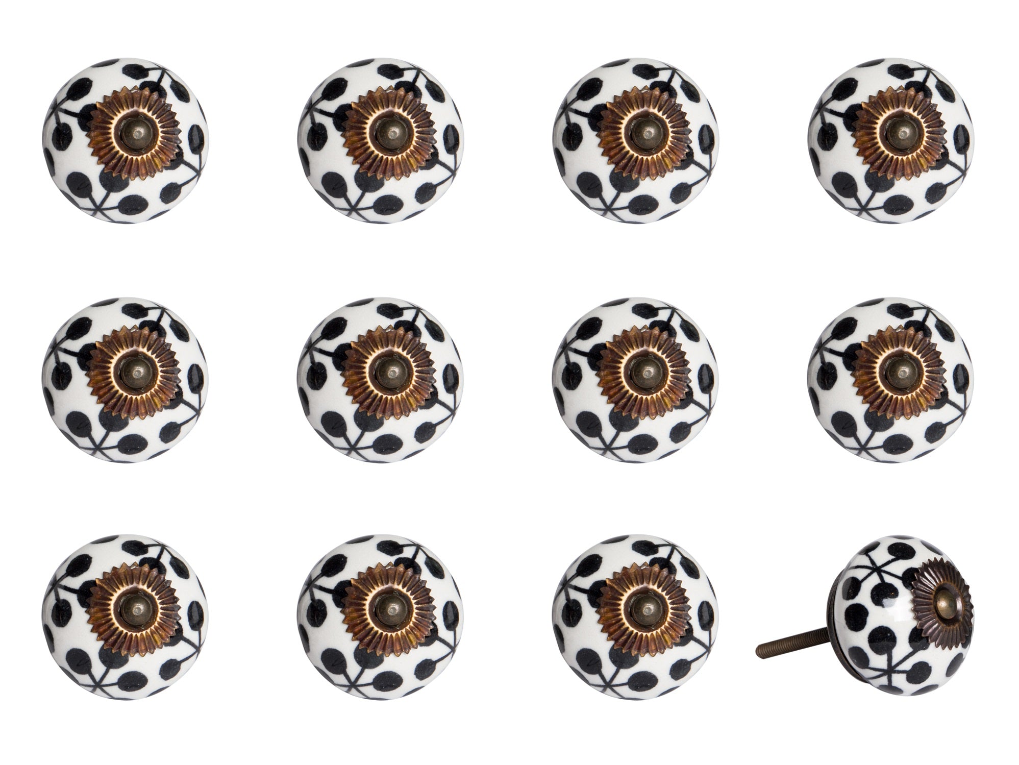 1.5" X 1.5" X 1.5" Black White And Cooper Knobs 12 Pack - Minihomy