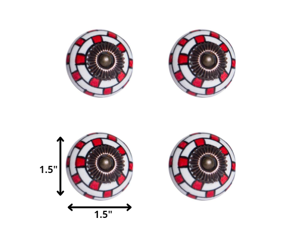 1.5" X 1.5" X 1.5" White Red And Navy Knobs 12 Pack - Minihomy