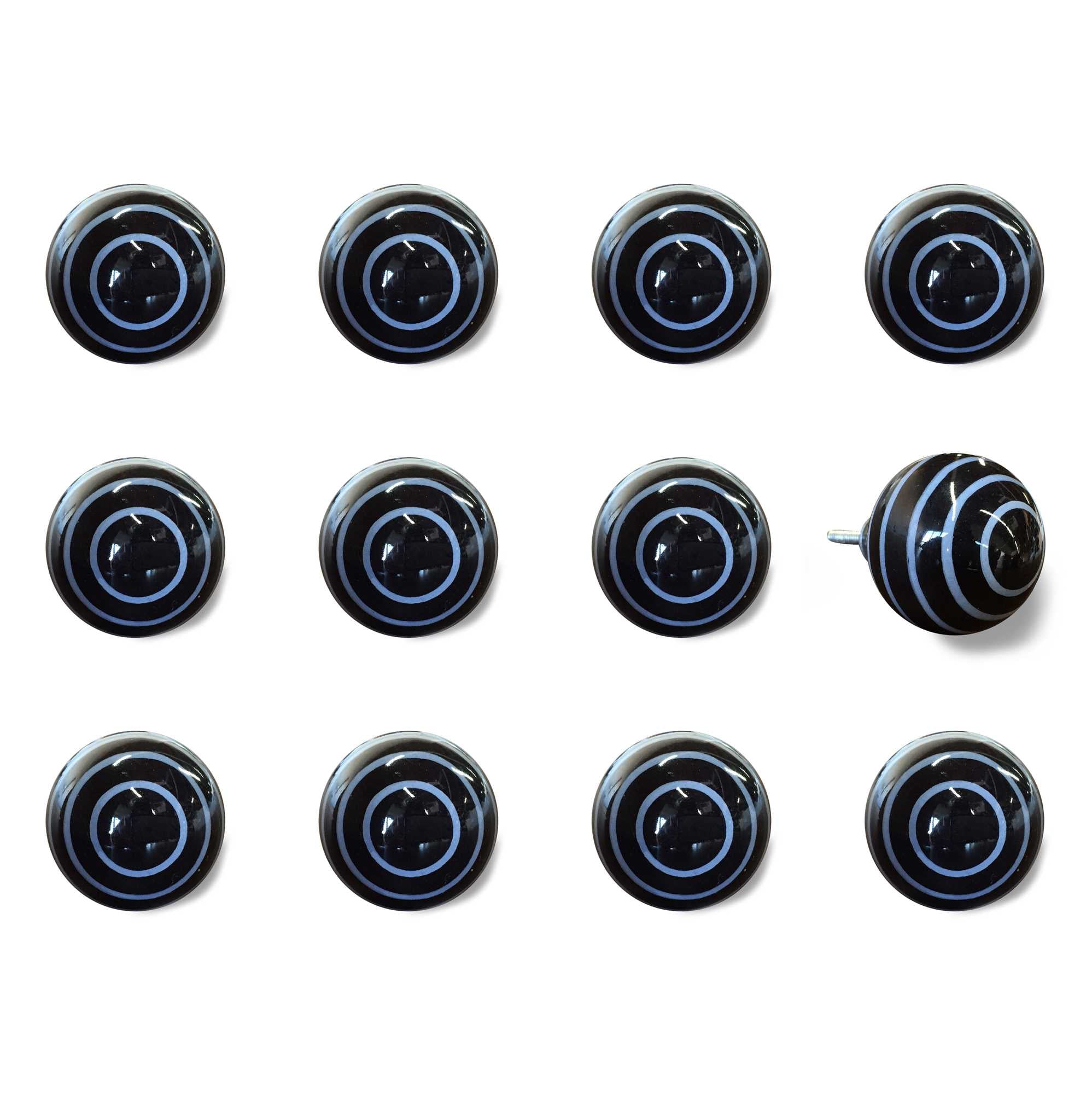 1.5" X 1.5" X 1.5" Black And Light Blue Knobs 12 Pack - Minihomy