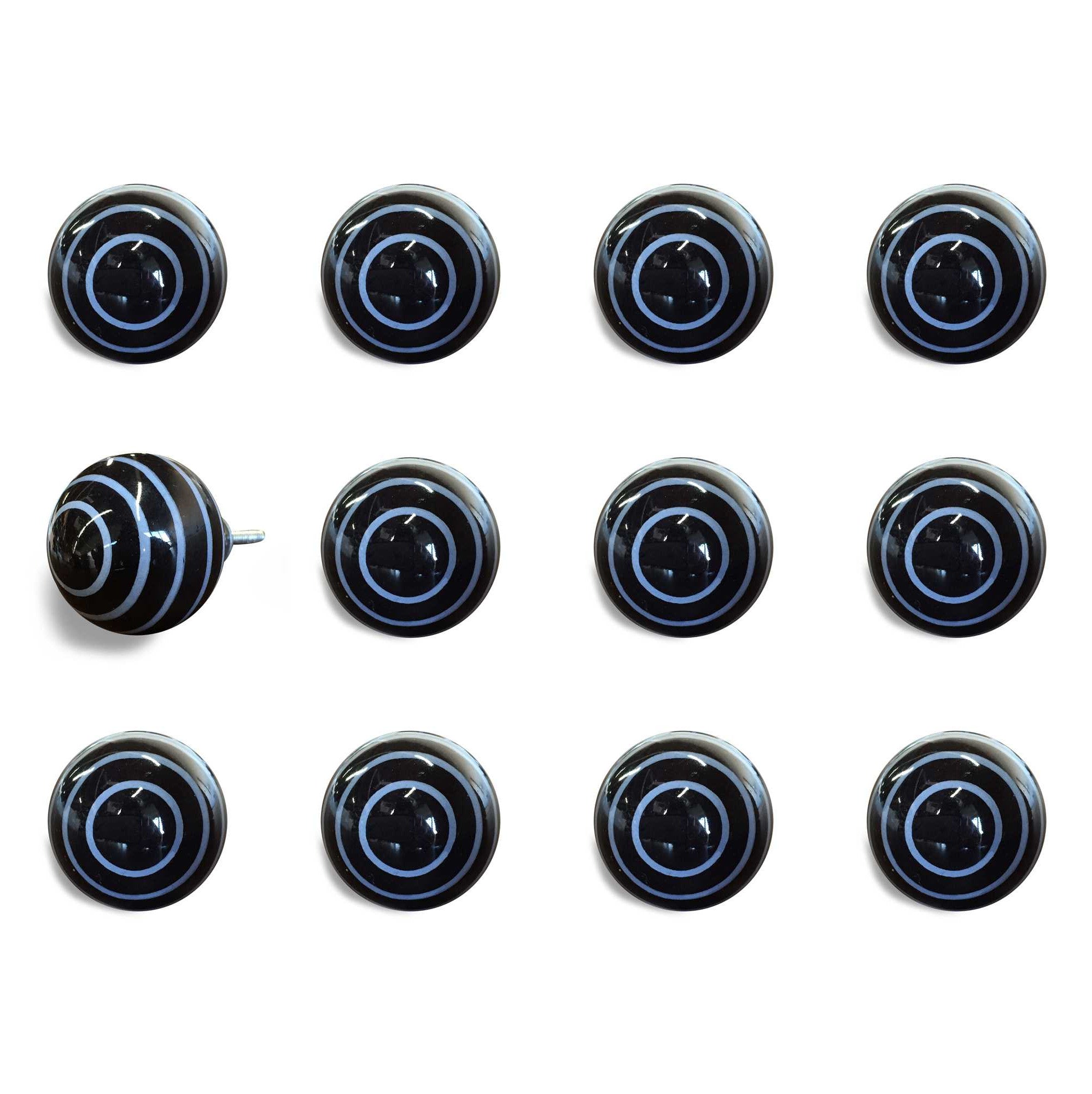 1.5" X 1.5" X 1.5" Black And Light Blue Knobs 12 Pack - Minihomy