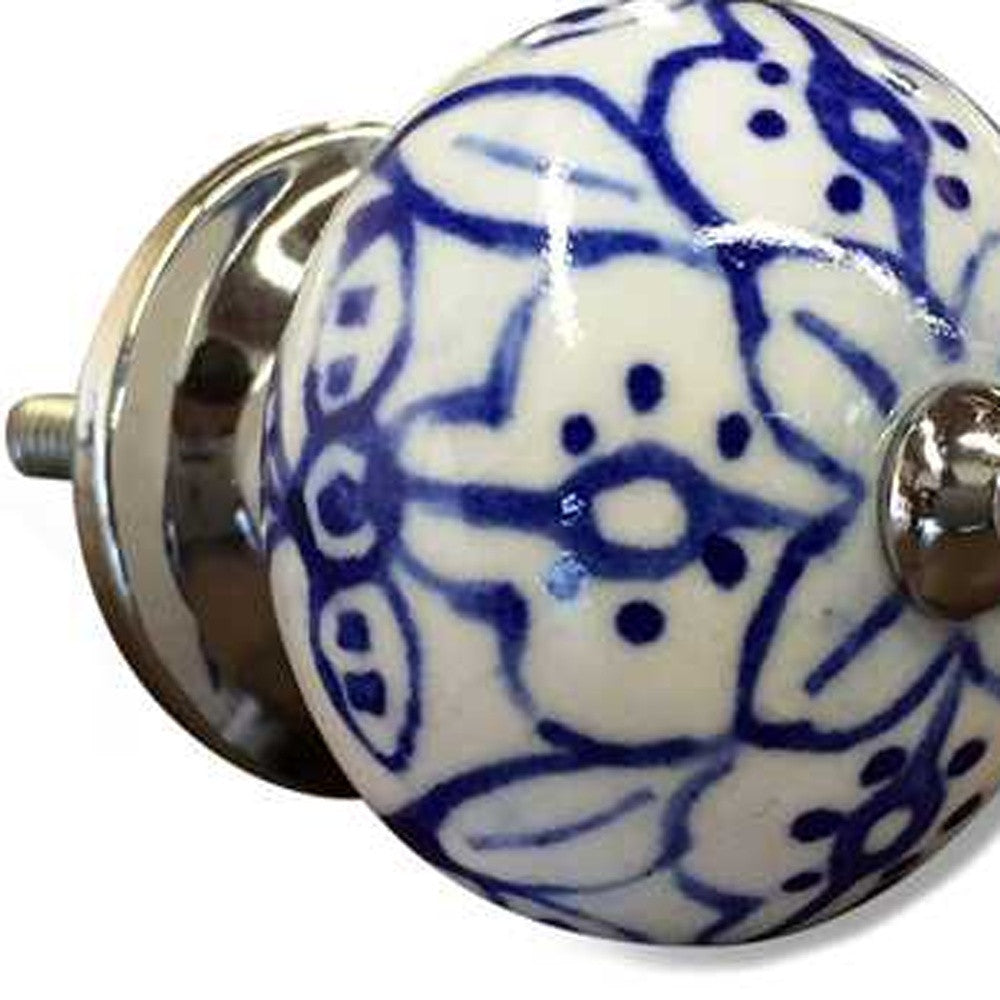 1.5" X 1.5" X 1.5" White Blue And Silver Knobs 12 Pack - Minihomy