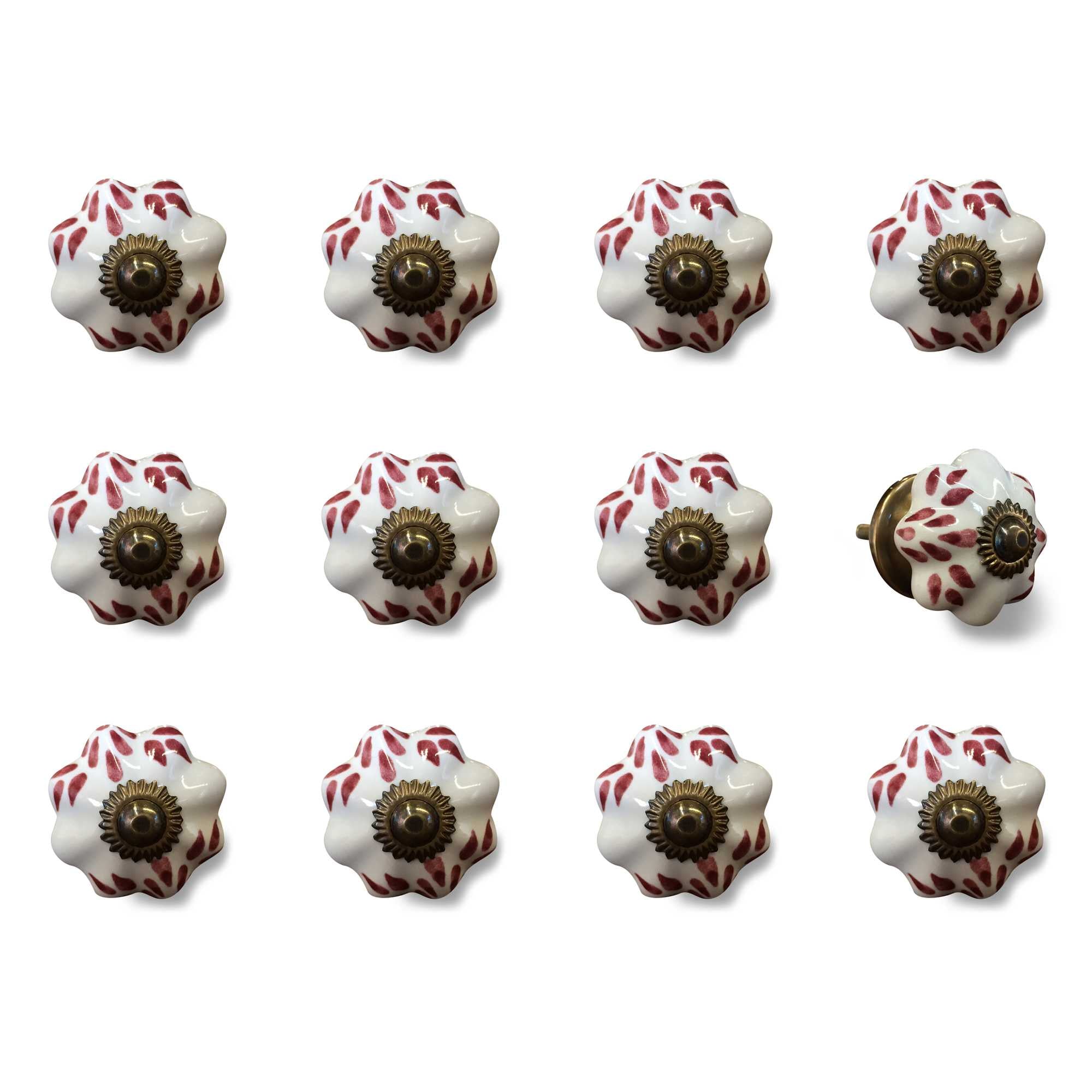 1.5" X 1.5" X 1.5" White Burgundy And Copper Knobs 12 Pack - Minihomy