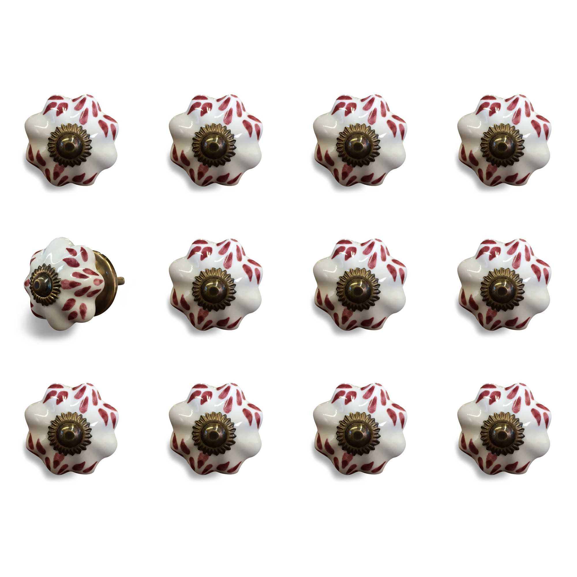 1.5" X 1.5" X 1.5" White Burgundy And Copper Knobs 12 Pack - Minihomy