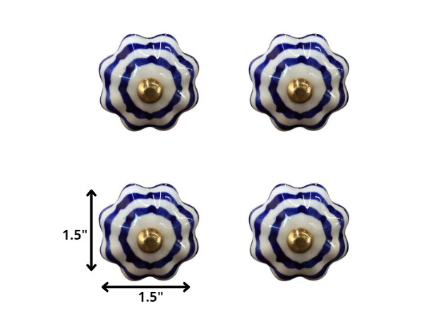 1.5" X 1.5" X 1.5" White Blue And Copper  Knobs 12 Pack - Minihomy