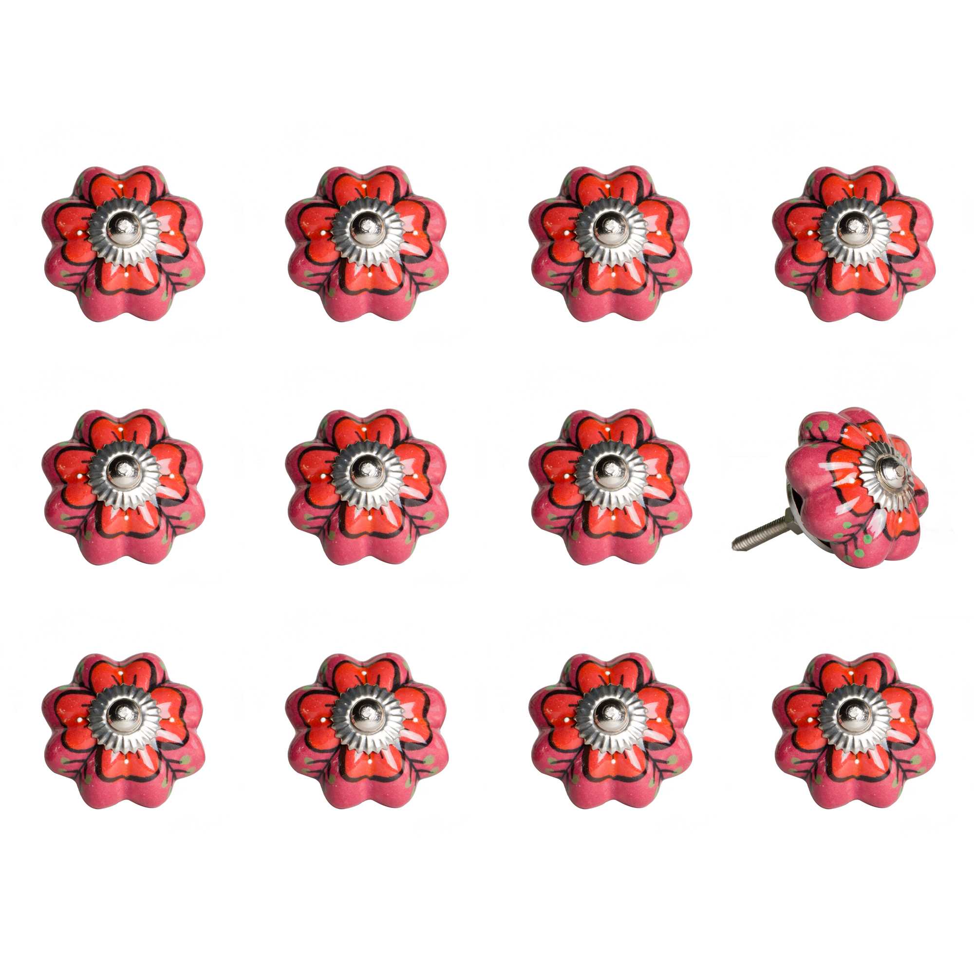 1.5" X 1.5" X 1.5" Pink Red And Green  Knobs 12 Pack - Minihomy