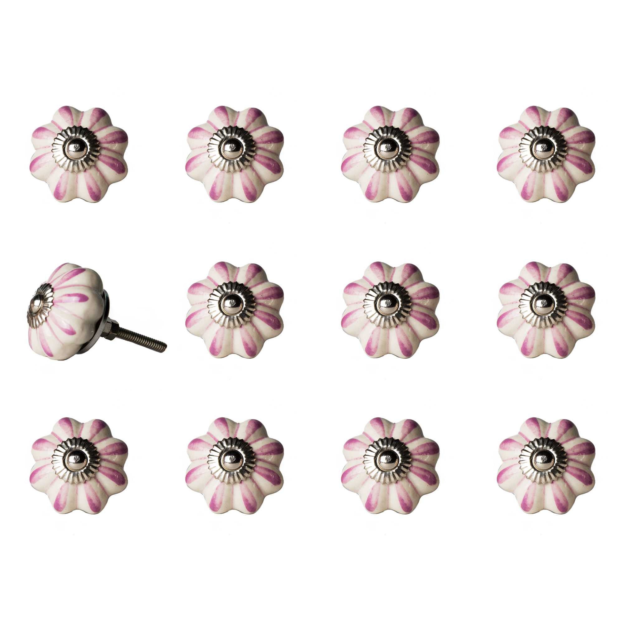 1.5" X 1.5" X 1.5" Cream Pink And Silver  Knobs 12 Pack - Minihomy