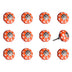 1.5" X 1.5" X 1.5" Orange White And Silver  Knobs 12 Pack - Minihomy