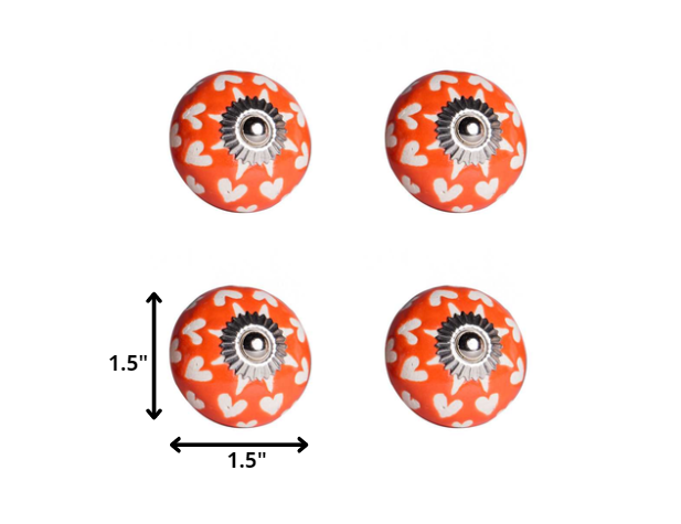 1.5" X 1.5" X 1.5" Orange White And Silver  Knobs 12 Pack - Minihomy