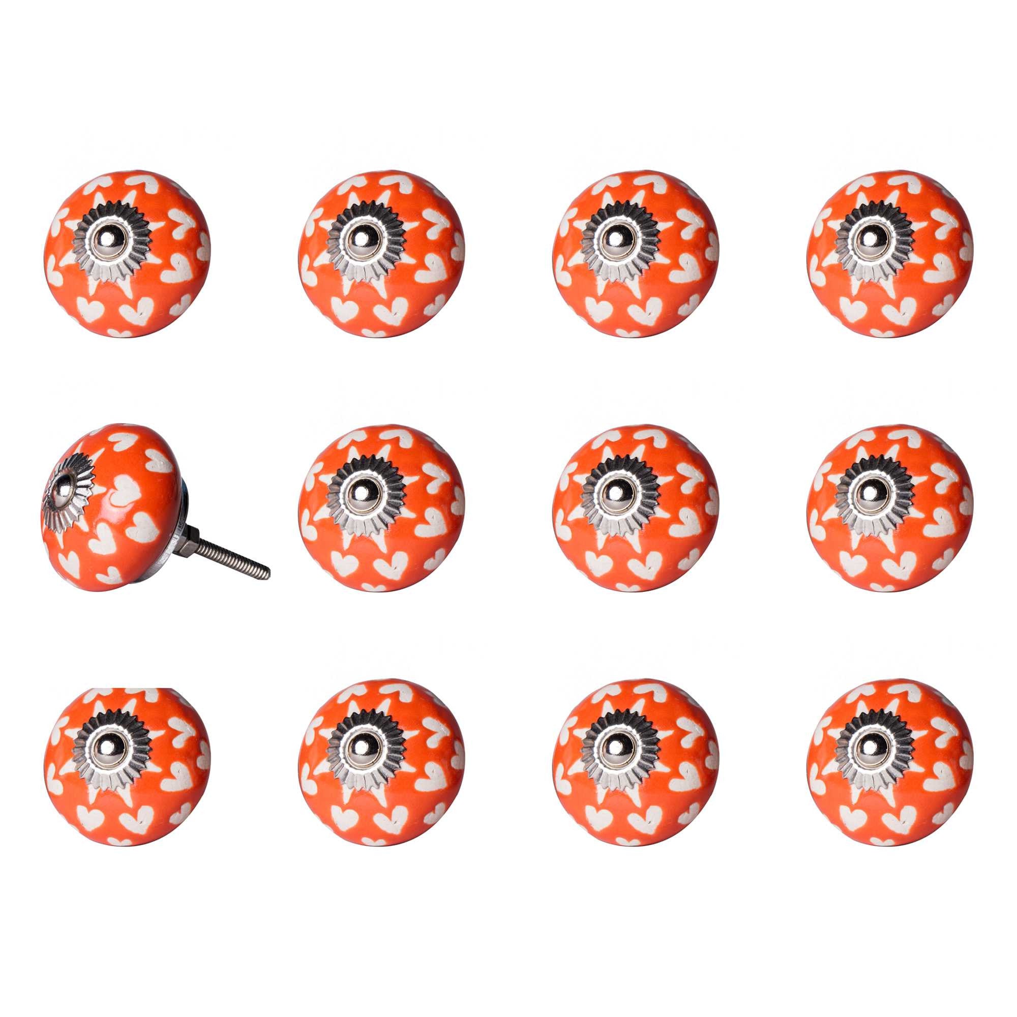 1.5" X 1.5" X 1.5" Orange White And Silver  Knobs 12 Pack - Minihomy