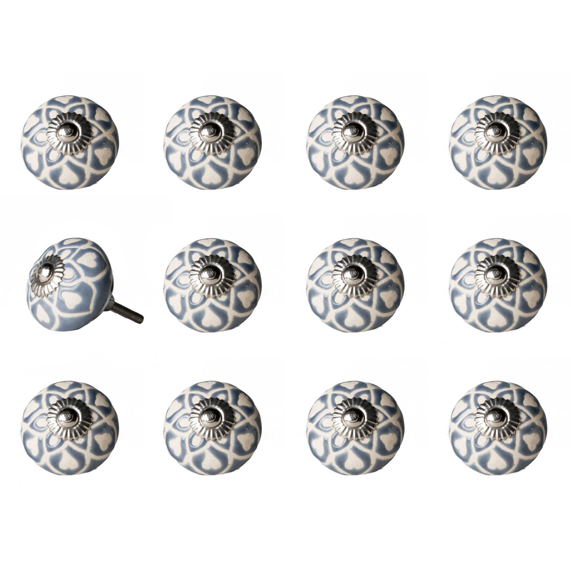 1.5" X 1.5" X 1.5" Blue Cream (Beige) With Silver  Knobs 12 Pack - Minihomy